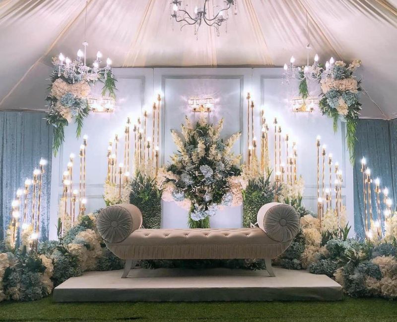 Romantic candlelight wedding stage with elegant decor