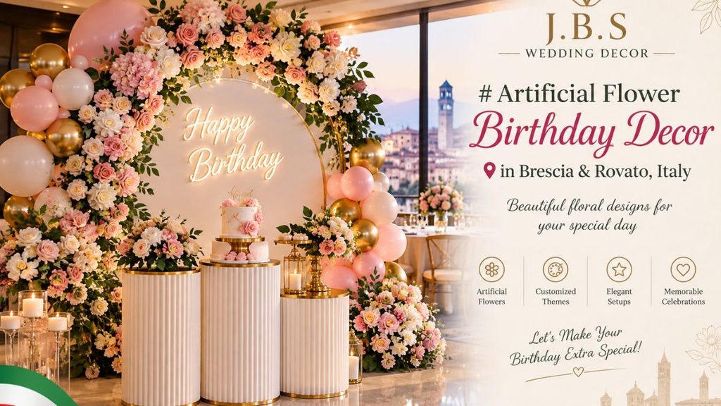 Artificial flower birthday decor in Brescia and Rovato, Italy by J.B.S Wedding Decor